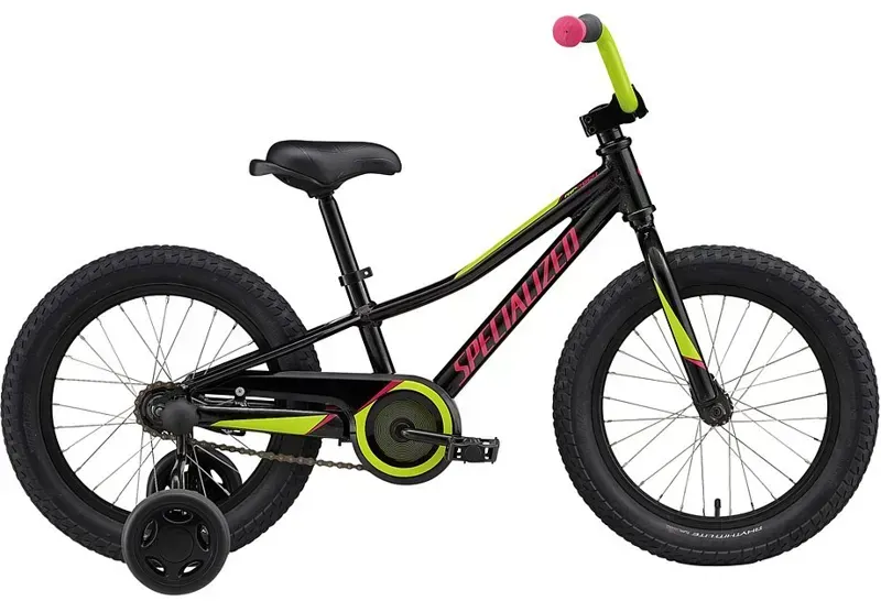 Specialized Riprock Coaster 16 Kid's Bike in Black Gold Pearl/Pearl Hyper Green/Pink