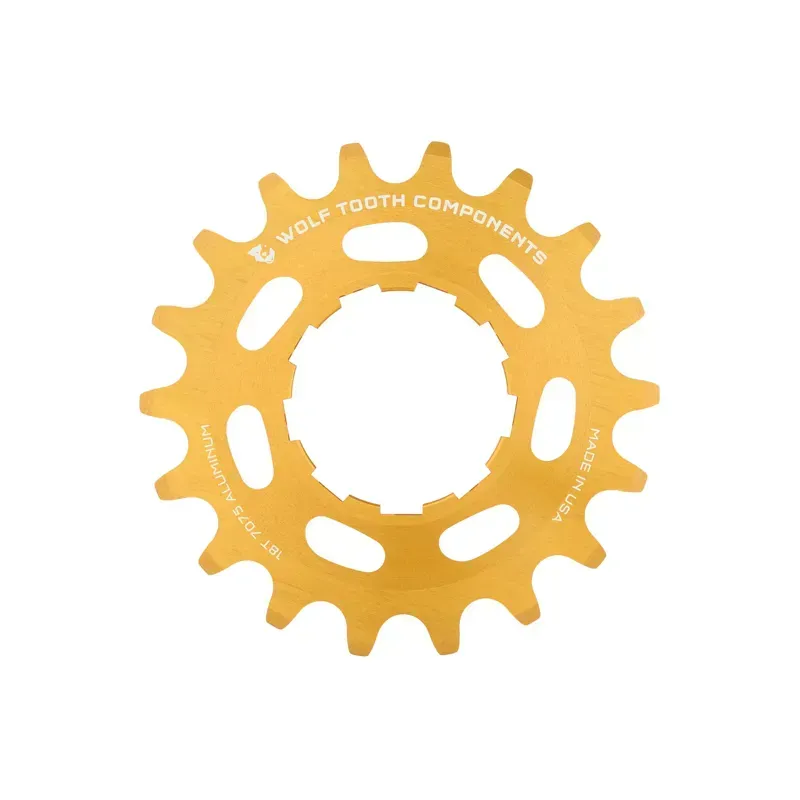Wolf Tooth Single Speed Aluminum Cog - 19t Compatible With 3/32 Chains Gold-1