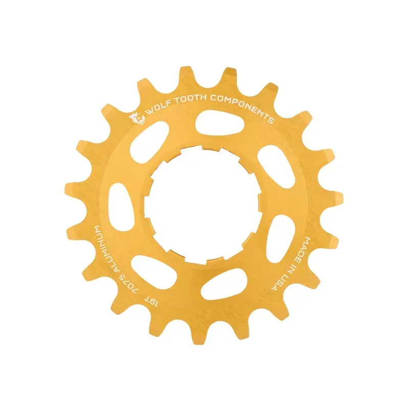 Wolf Tooth Single Speed Aluminum Cog - 19t Compatible With 3/32 Chains Gold-2